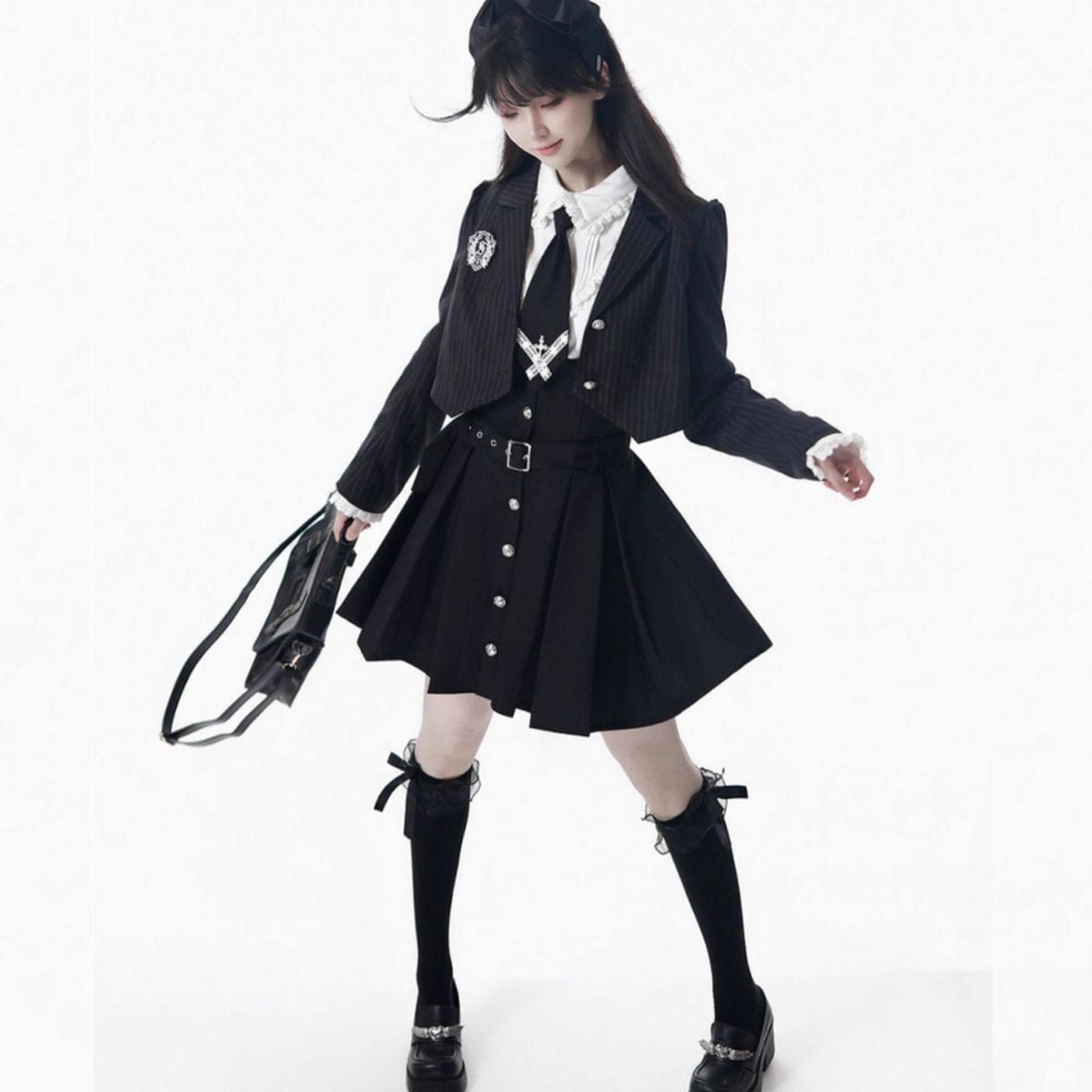 ノアールプレッピーモノトーン制服セットアップ：ジャケット