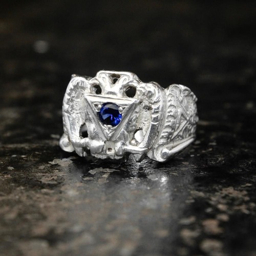 Vintage Freemason Scottish Rite Ring [32 Degree Scottish Rite 1950s~] [Sterling x Sapphire]