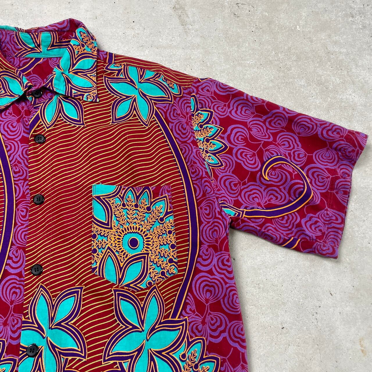 USED USA古着 総柄シャツ アフリカンバティック 紫 vintage USED USA古着 総柄シャツ アフリカンバティック 紫 vintage