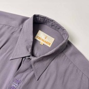 90s TRUSSARDI トラサルディ 比翼 半袖 レーヨンシャツ 3/くすみパープル系 メンズ ビンテージ
