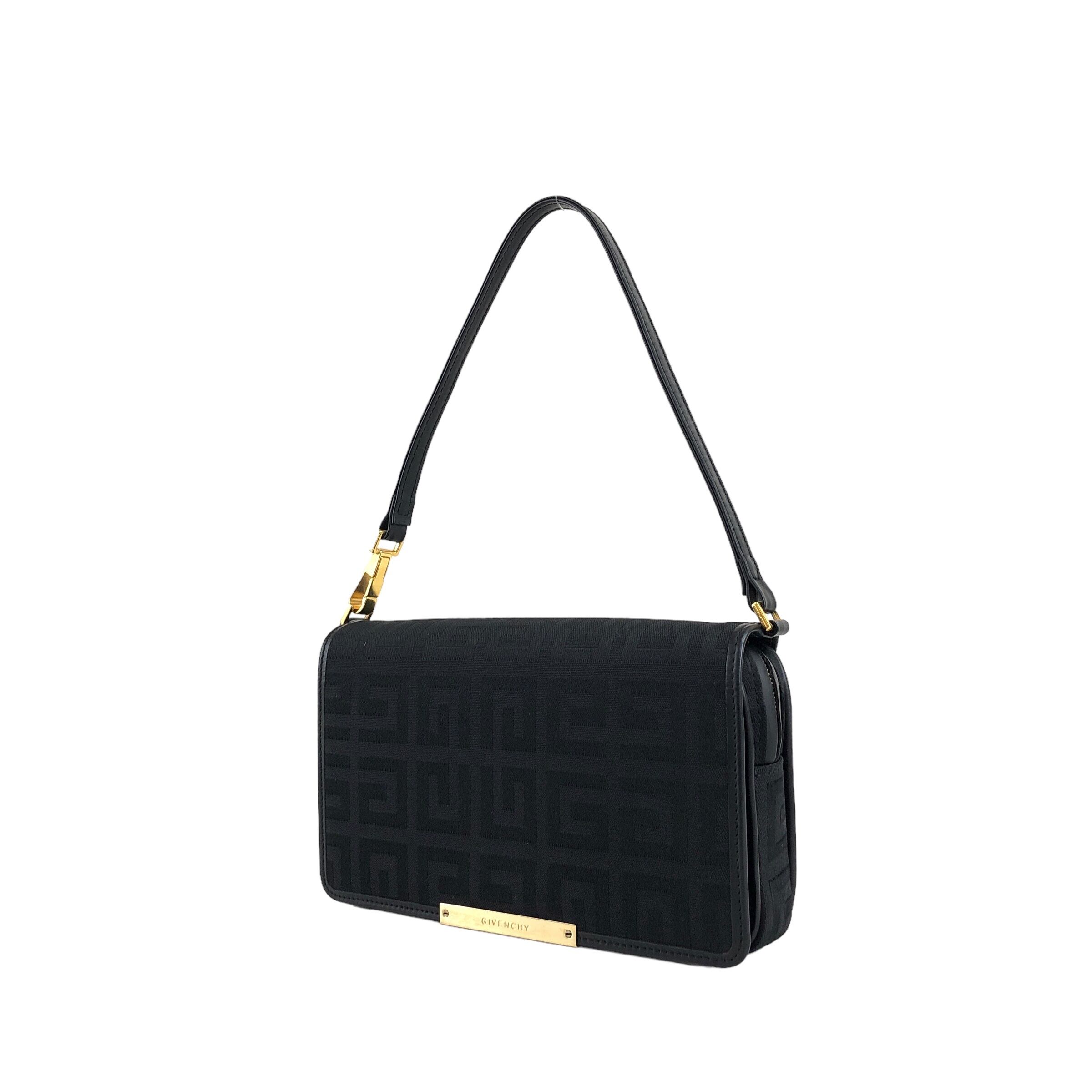 GIVENCHY ジバンシィ ハンドバッグ ブラック ロゴ ジャガード レザー