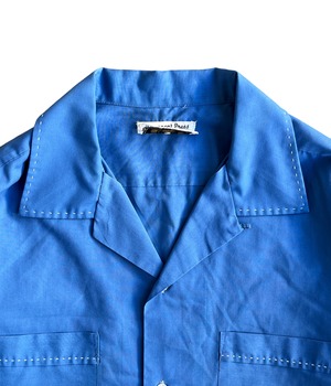 Vintage 70s L Braidburn loop collar shirt -Blue-