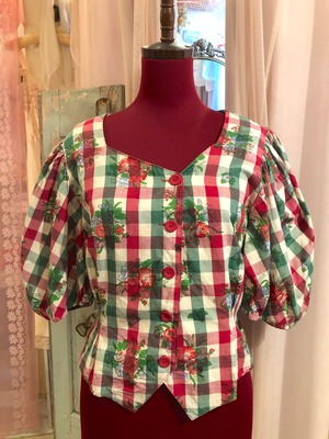  Flower puff sleeve tops 