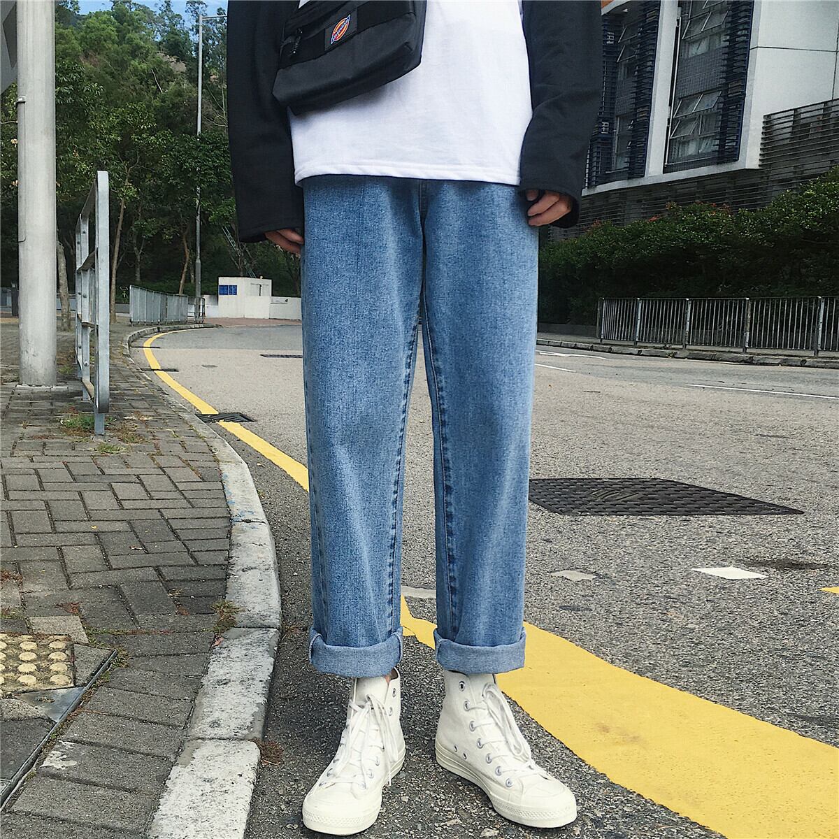 全1色 デニム パンツ ストレート カジュアル シンプル 無地