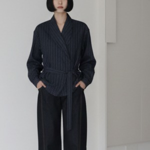 ベルト付きストライプシャツジャケット　  M00015