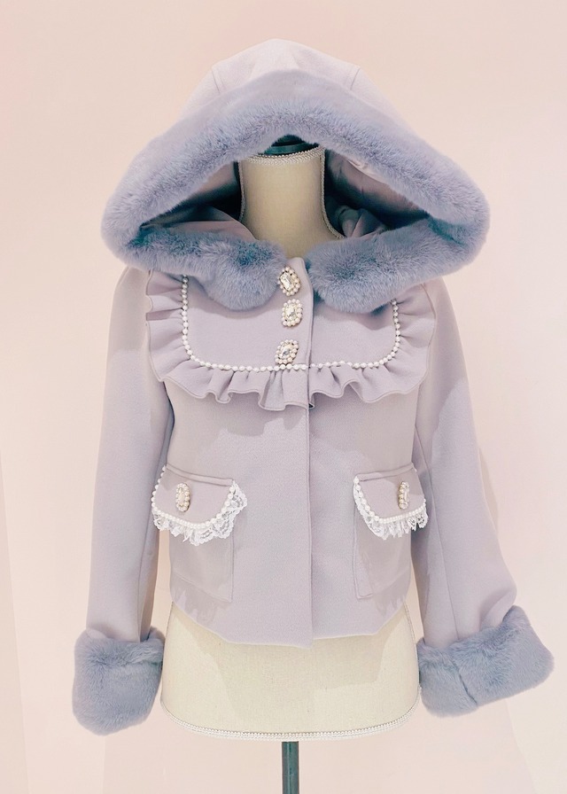 【ManonMimie】Hoodie Fur Short Coat