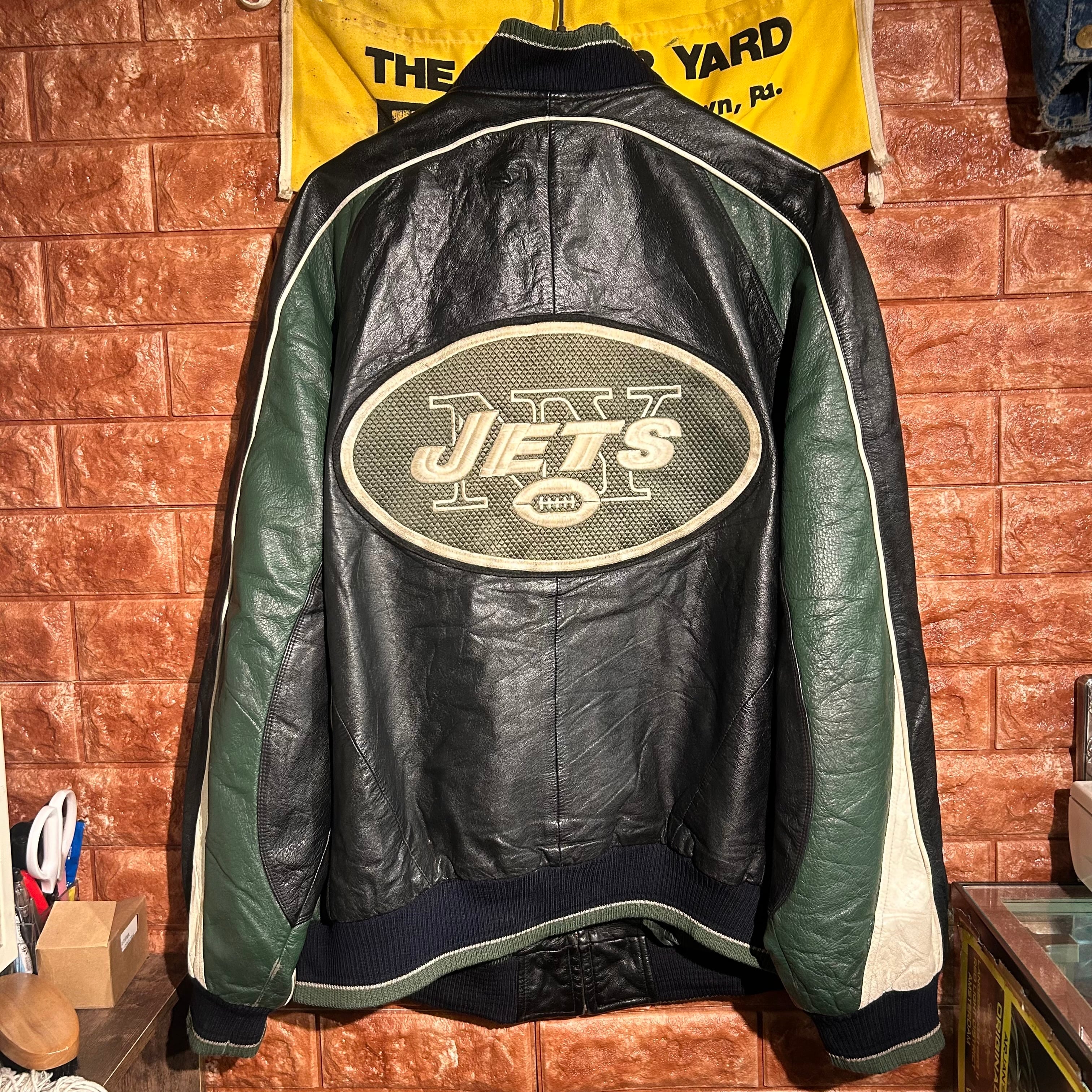 90〜00s】NFL NY JETS stadium leather jacket | Johnson Market