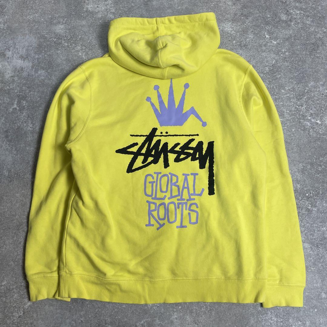 stussy クラウン 王冠 バックプリント パーカー イエロー XL