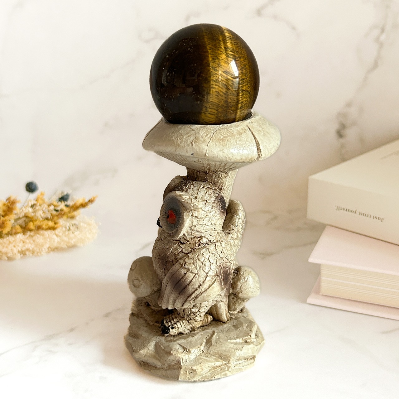 フクロウさんとキノコのアンティーク調スフィアスタンド