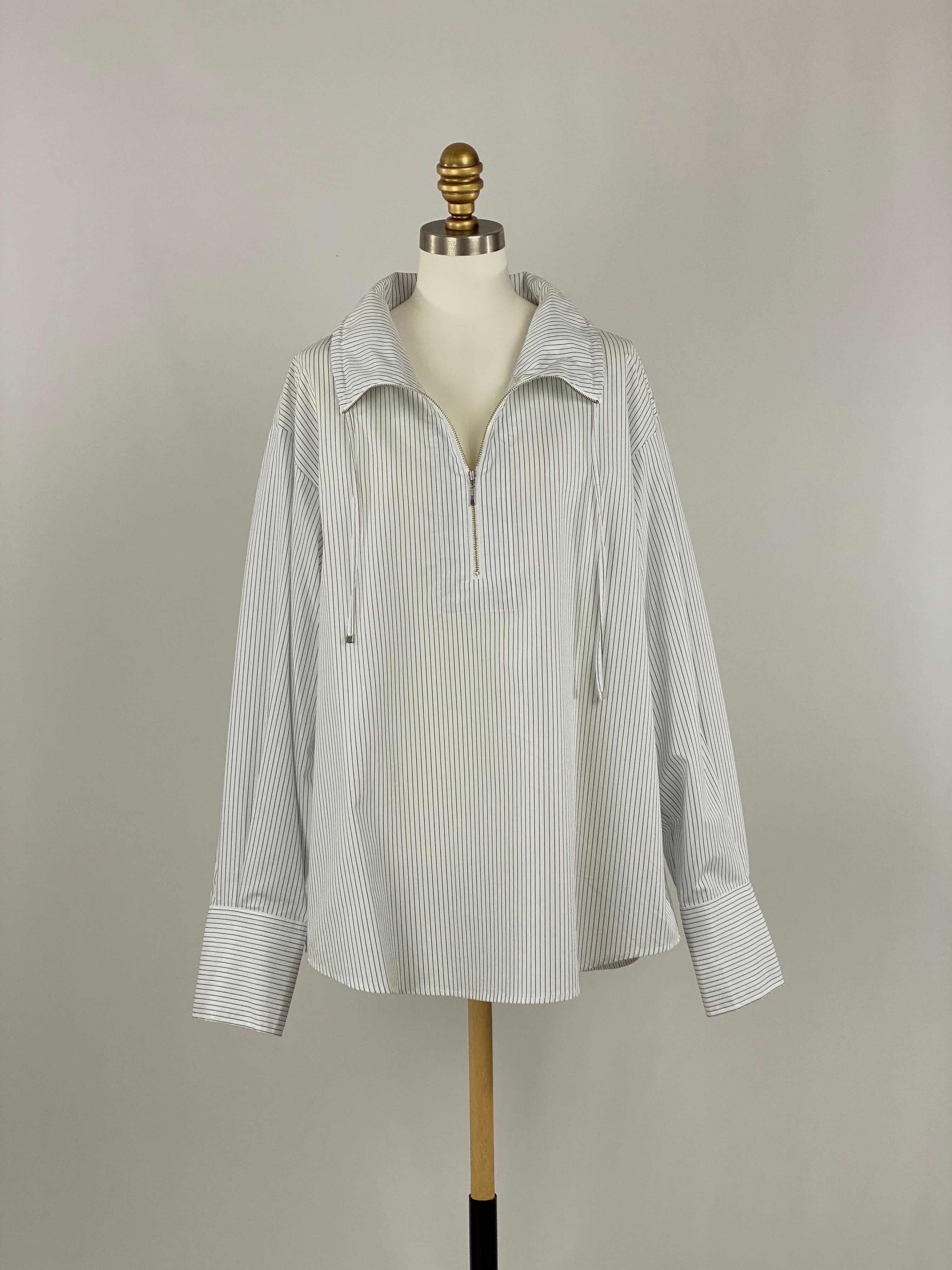 スタンドカラーアノラックシャツ|ストライプ|CHIGNON