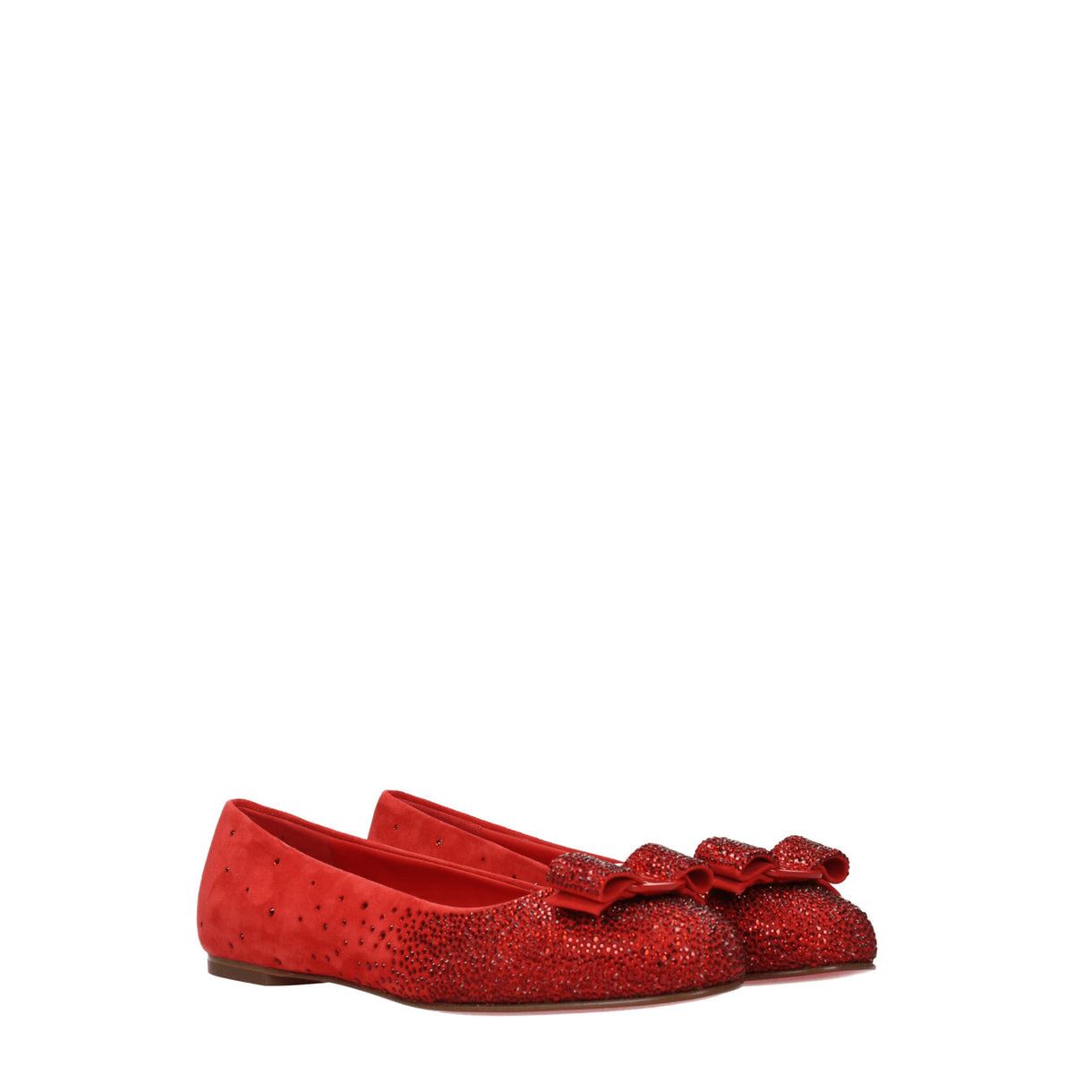 【新品】FERRAGAMO レディース バレエシューズ スエード レッド VARINASWA0761496
