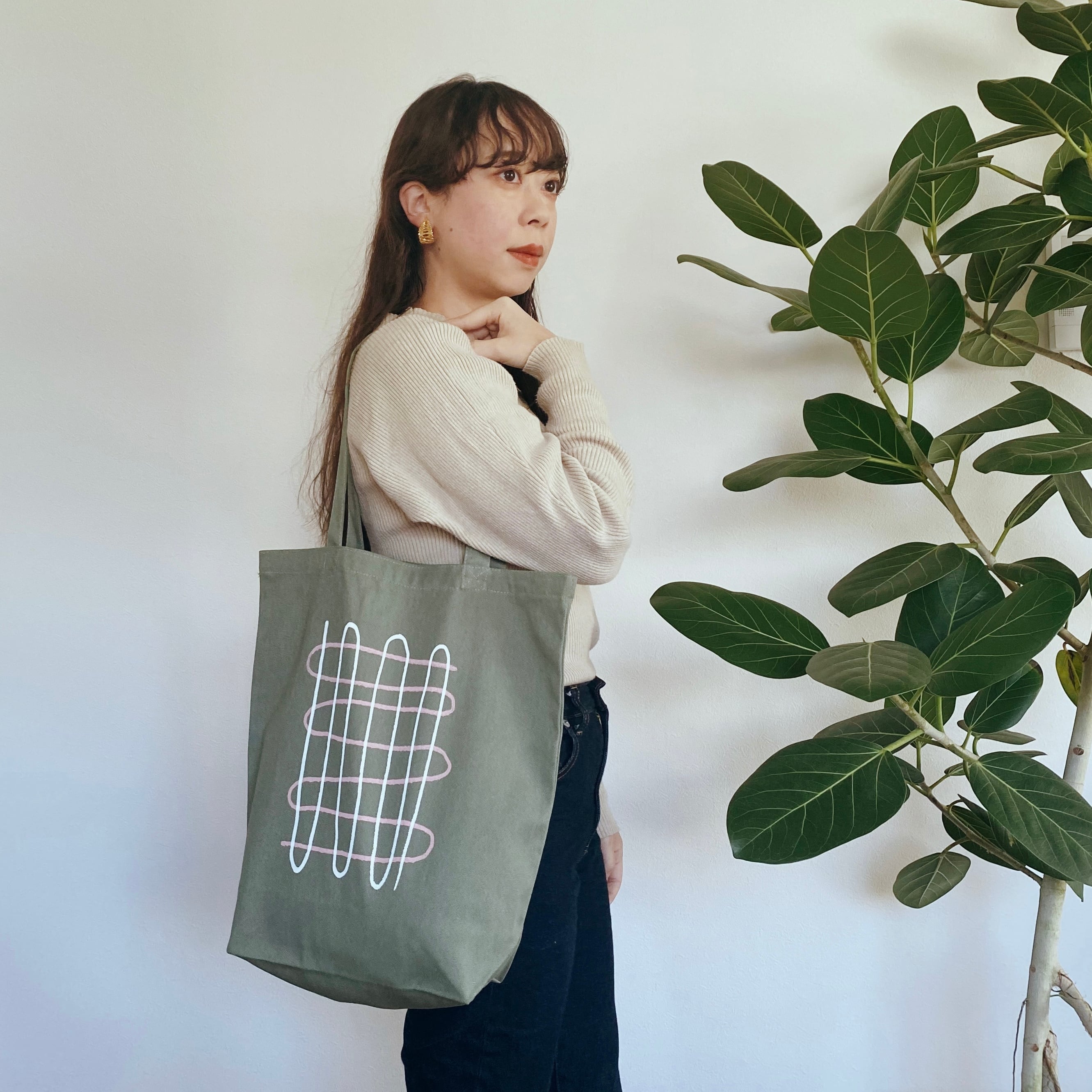 重なりあう波のトートバッグ 【Green】 | JOY HIKARI SHOP