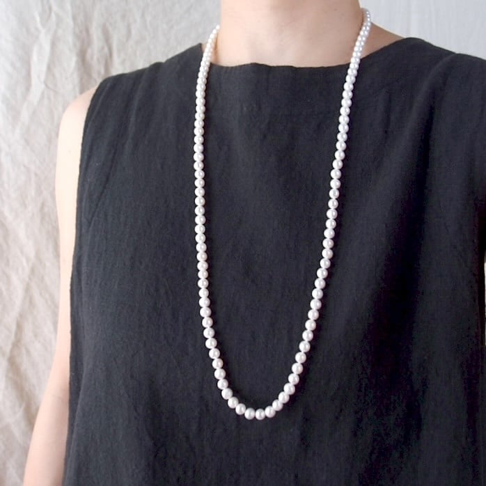 Pearl Necklace 80cm/パールロングネックレス・オールノット(White)