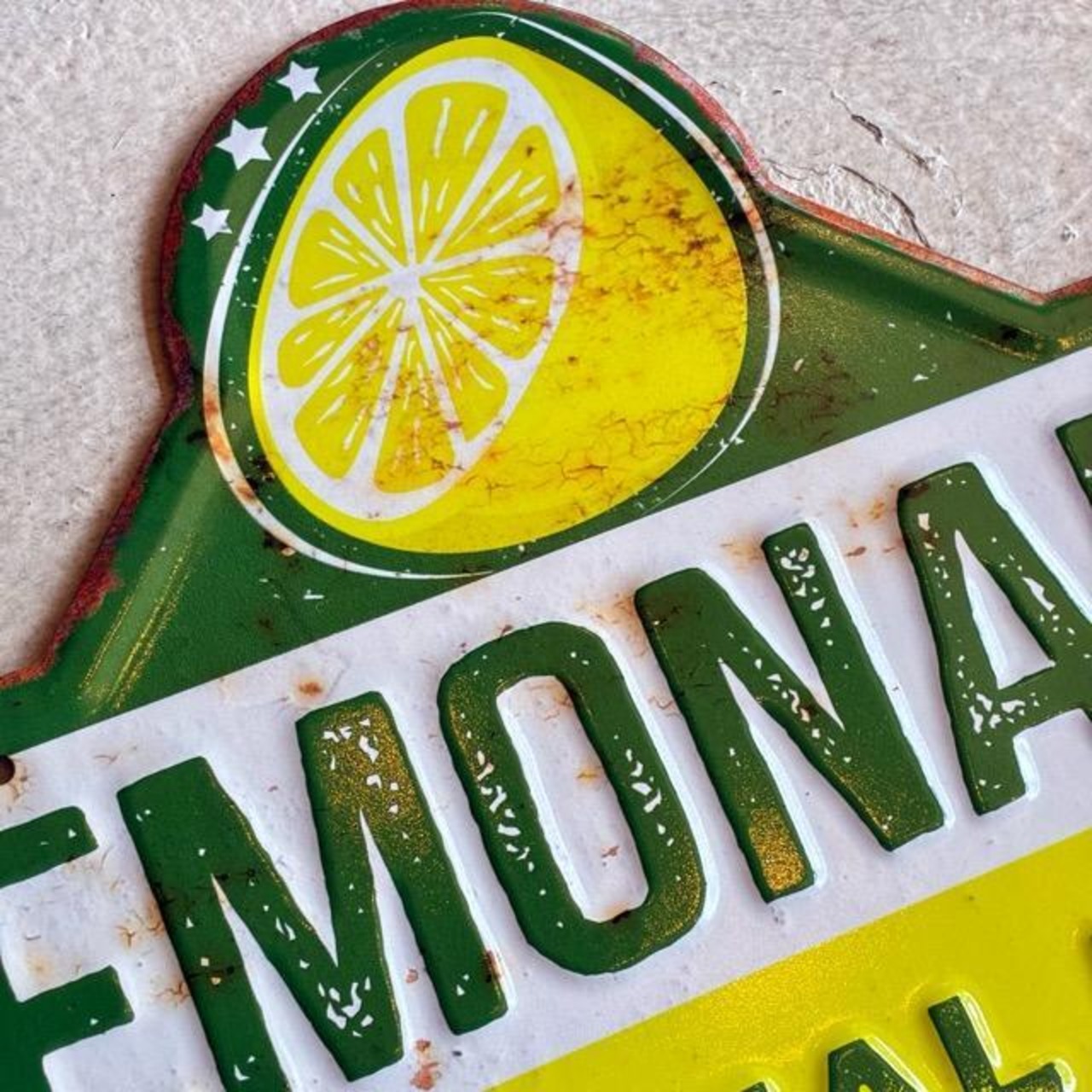 Antique metal embossed plate LEMONADE　アンティークメタルエンボスプレート　レモネード　ポスター　看板　サインプレート