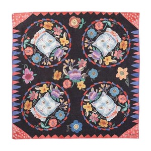 Nathalie Lete   Handkerchief Blue cat ナタリーレテ ハンカチ