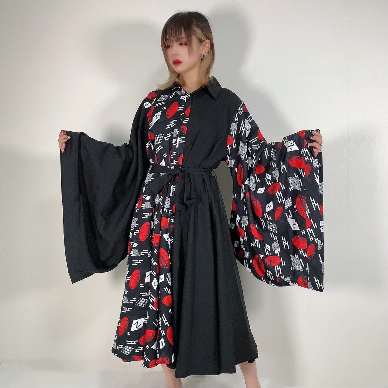 着物風ワンピース ベルト紐付き Nier