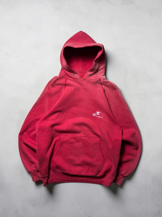 80s Champion Small Script Logo Raglan Sleeve Crewneck Sweatshirt Bright Red