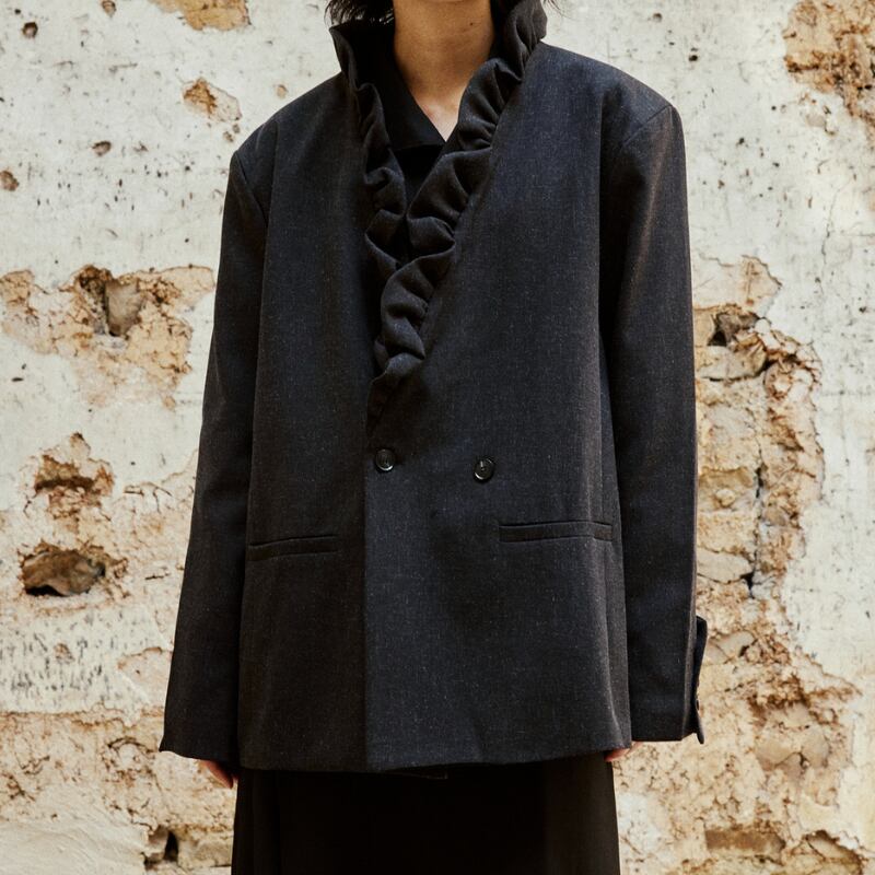 フリルネックVカットトップス MTO0080