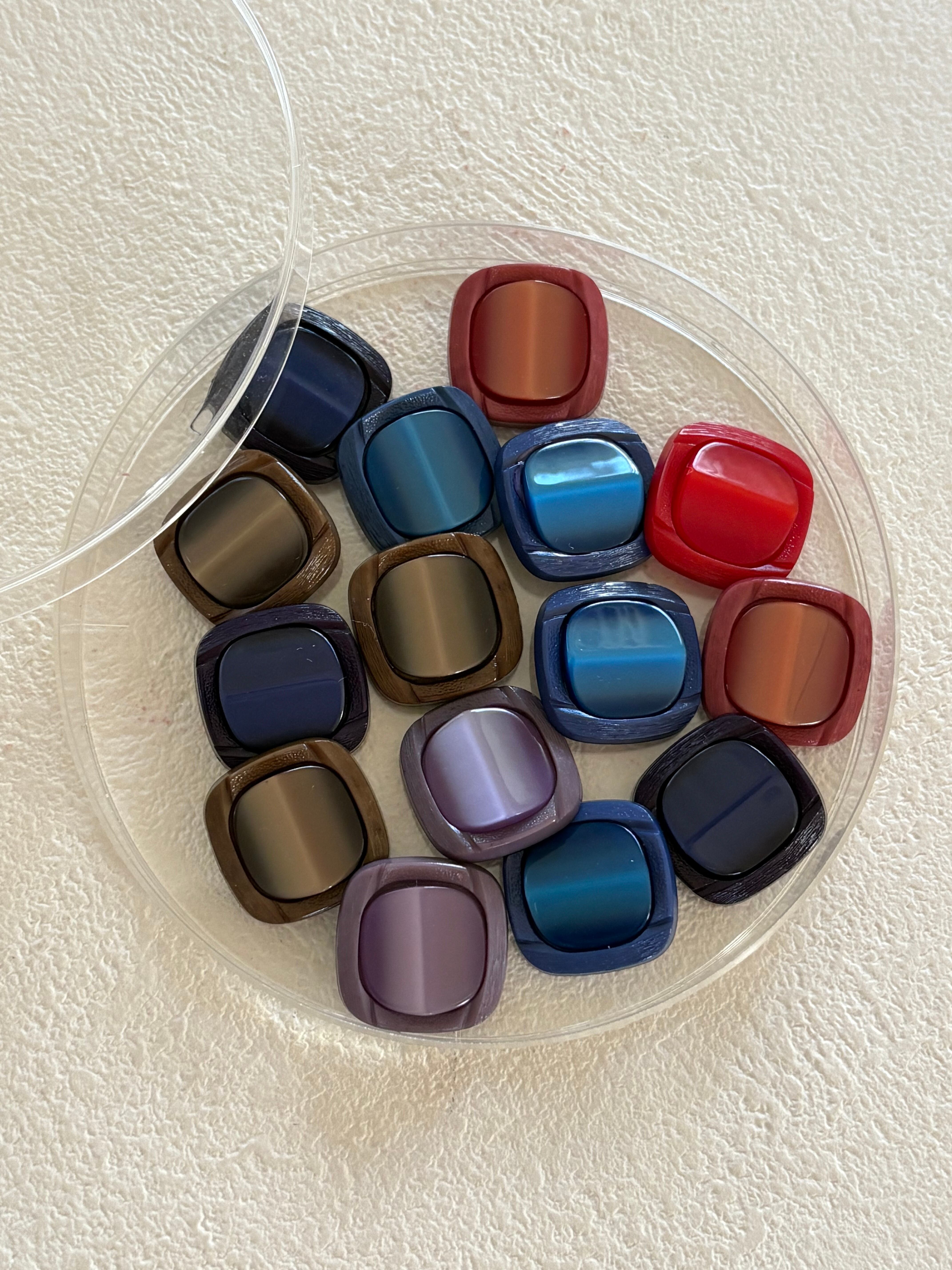 Japanese Vintage ボタン 角なしスクウェア カボション 17mm 昭和レトロ アクセサリーパーツ 装飾材 カルトナージュ