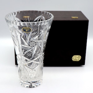 ボヘミアグラス・チョコスロバキア・花器・花瓶・No.220430-07・梱包サイズ80