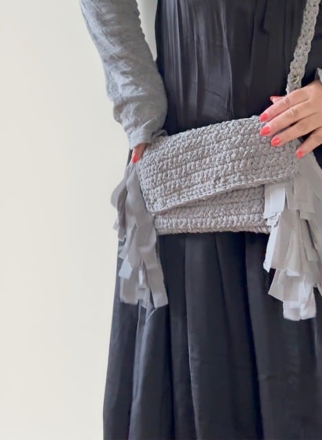 バッグ KAWAMURA MIKI BAG Gray KAWAMURA MIKI ラウンドフリンジバッグ（L）グレー2トーン - copse