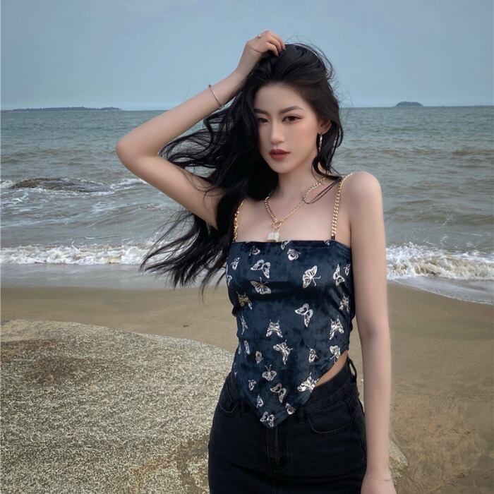 メタルチェーン Butterflyデザイン スリムバックレスサマー 夏物 ヨーロピアン ドラファッションホール18730647984