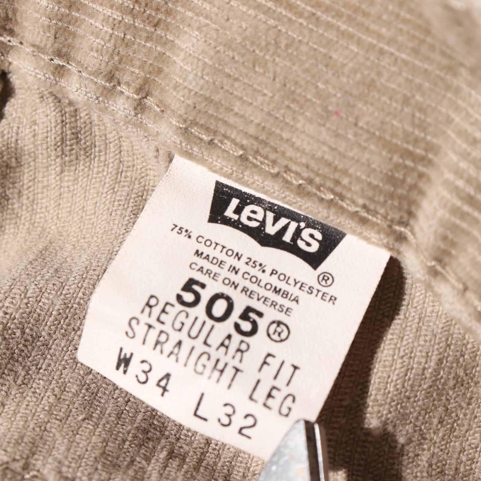 美品 34×32 細畝 コーデュロイパンツ Levi's 505 ベージュ リーバイス