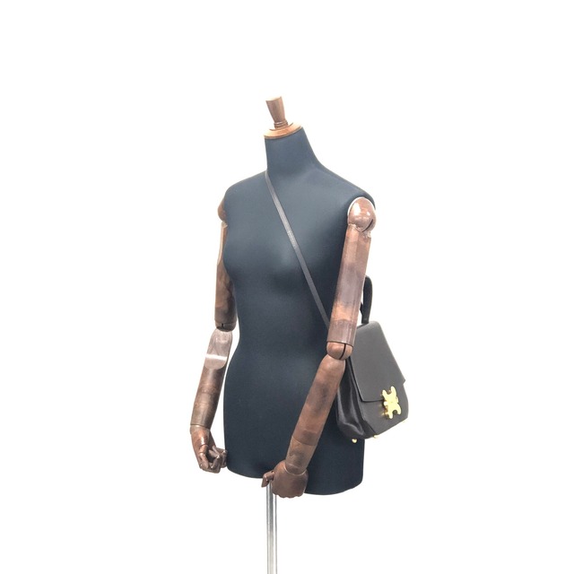 CELINE セリーヌ  トリオンフ ロック 型押しレザー 2way  ショルダーストラップ ブラウン vintage ヴィンテージ オールド wne7kc
