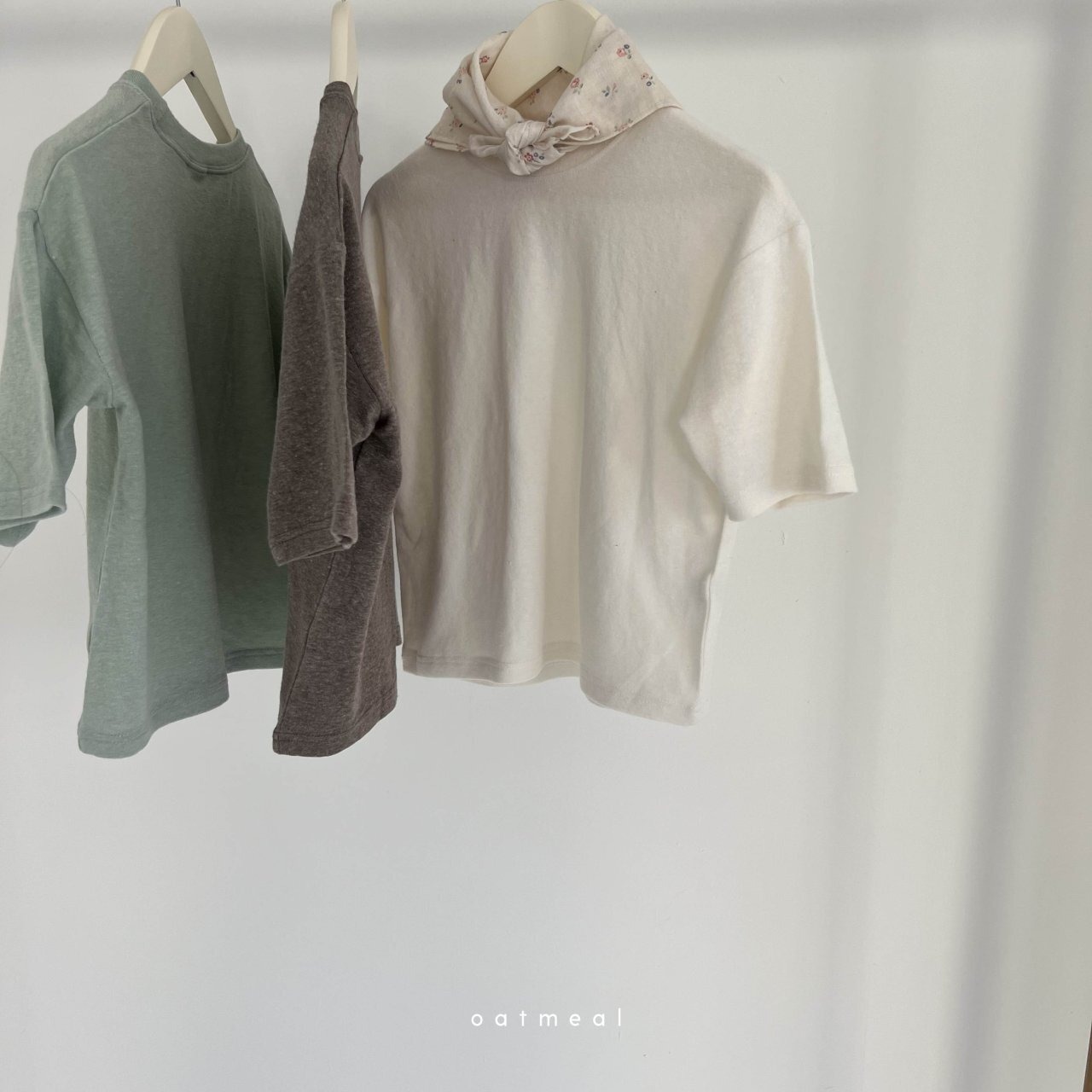 【oatmeal】7部袖ベイクラウンドTシャツ(くすみミント)100〜140cm - 6