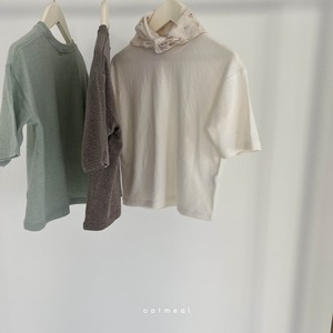 【oatmeal】7部袖ベイクラウンドTシャツ(くすみミント)100〜140cm
