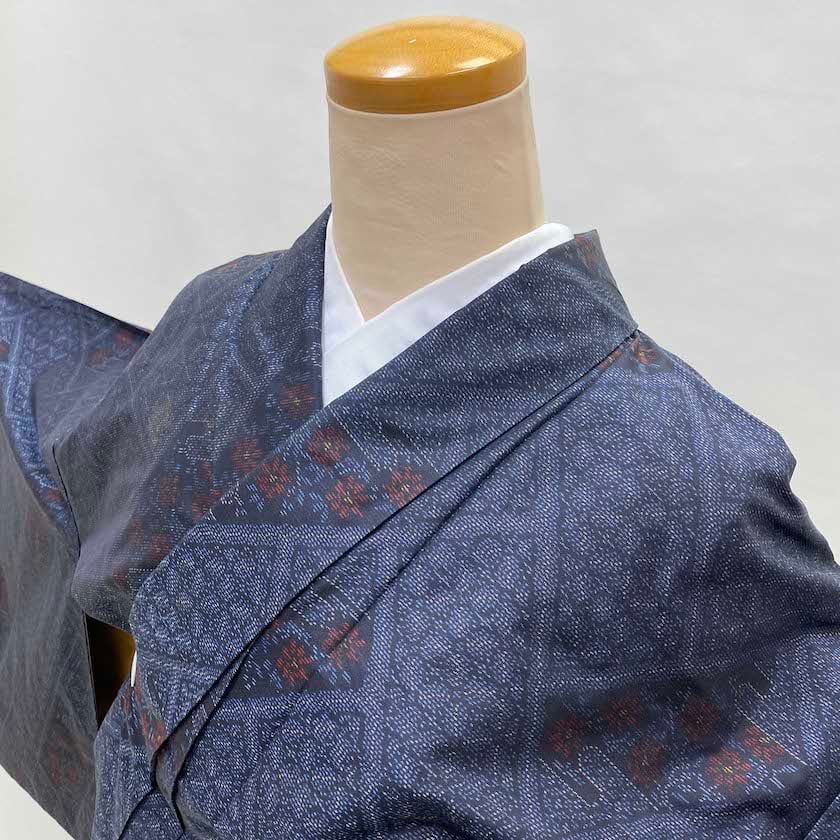 リサイクル着物 1000円着物 リメイク 大島紬 紬 裄64cm 身丈 163cm 着物1000円込み