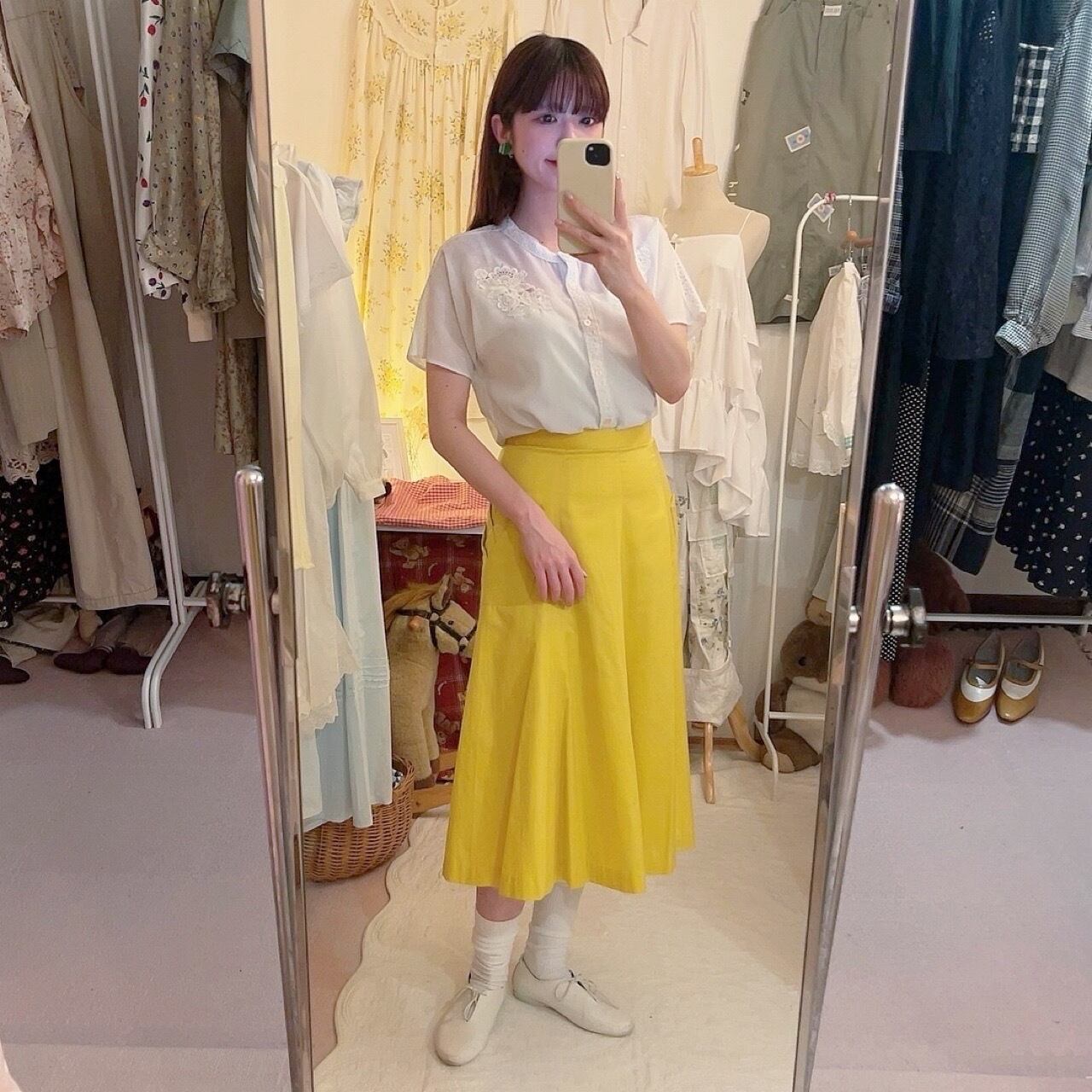 yellow tulip pocket flare skirt