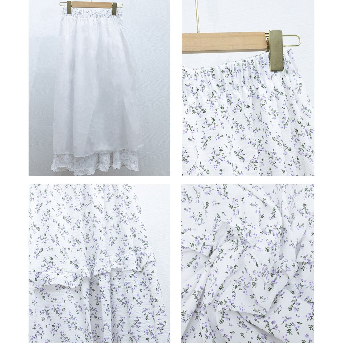 ロングスカート ティアード レディース おしゃれ 春夏 韓国 小花柄 ティアードスカート 大人 きれいめ かわいい フェミニン ゆったり 体型カバー フリルティアード ハイウエスト Aライン 大人可愛い 大人女子