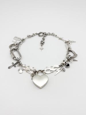 FLAME HEART LOCK MULTI NECKLACE