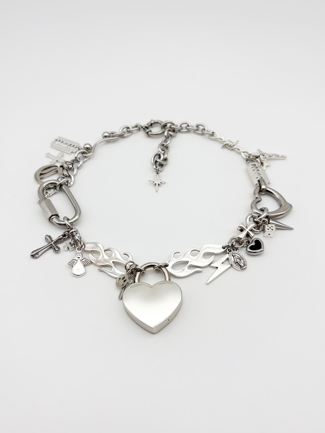 FLAME HEART LOCK MULTI NECKLACE