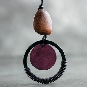 Retro Wood Circle Necklace / レトロ ウッド サークル ネックレス