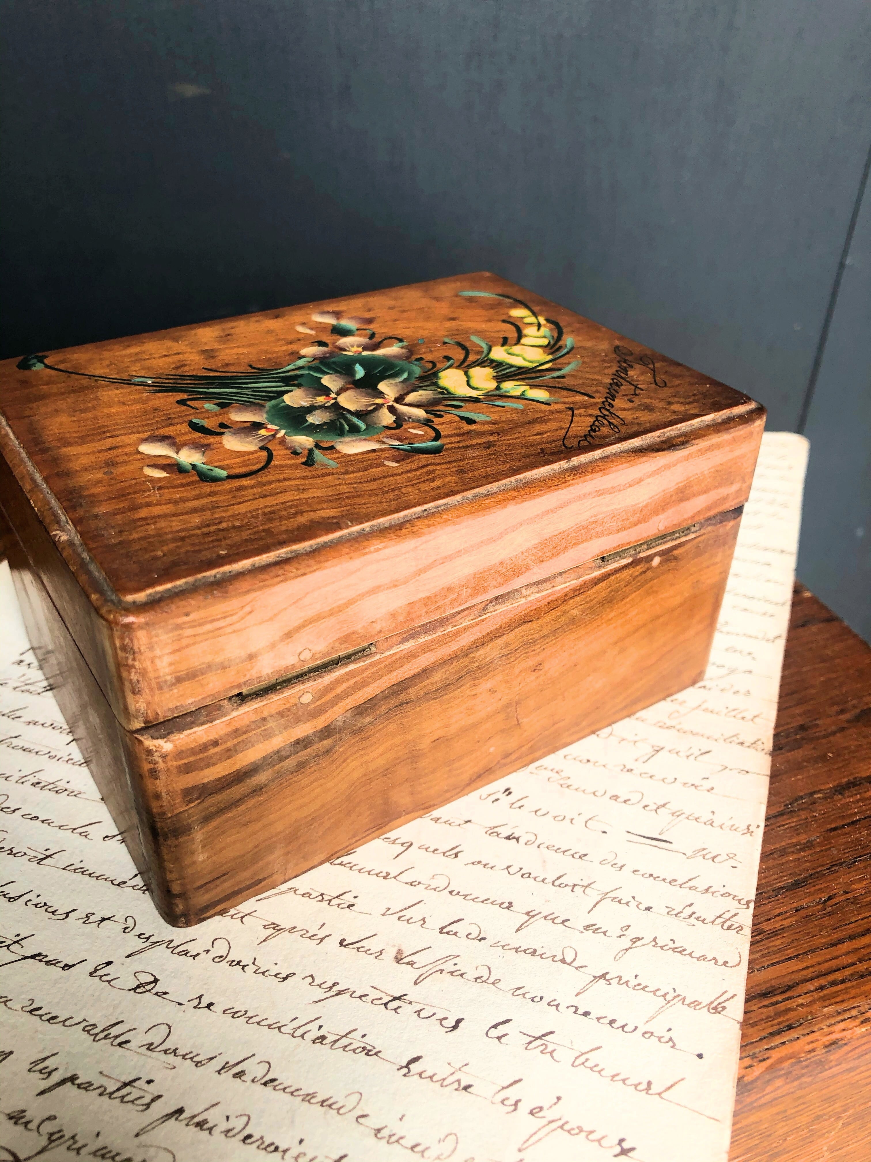 モシュリンヌMauchline 木箱S スミレとミモザ | Brocante de La