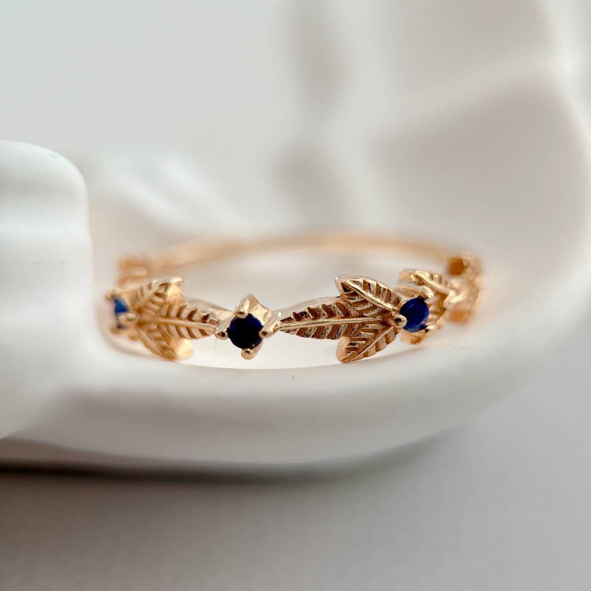 天然ラピスラズリ　リーフモチーフリング