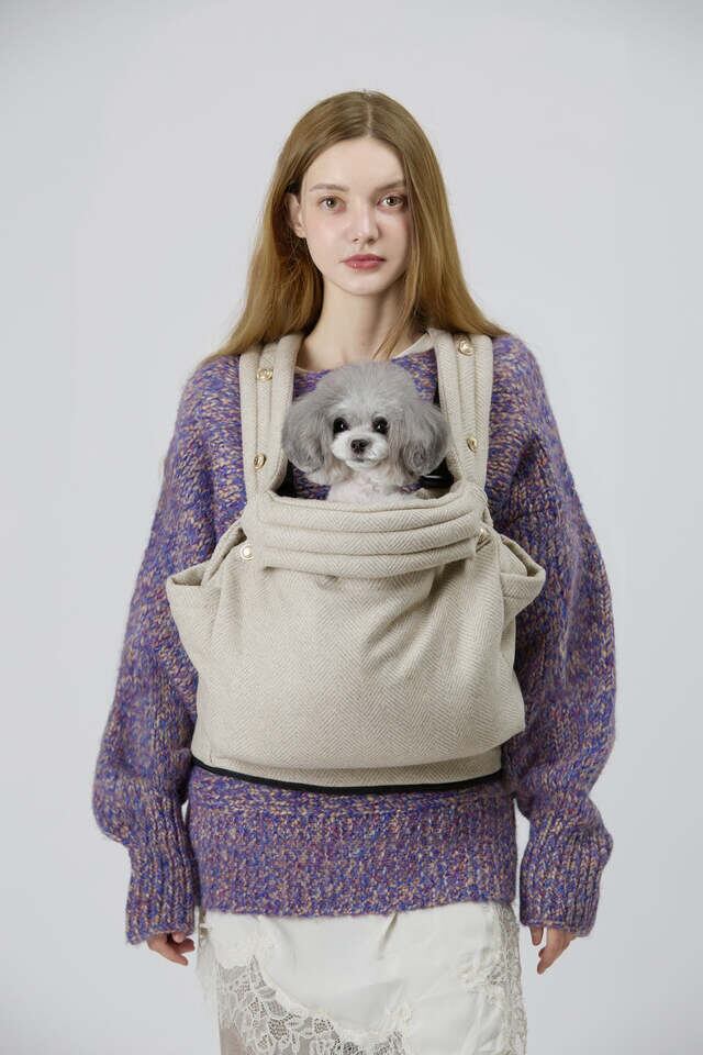 抱っこ紐からうまれた安定感あるペットバッグ(HERRINGBONE)