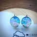 レジンピアス イヤリング 青空と桜 半球 14mm a