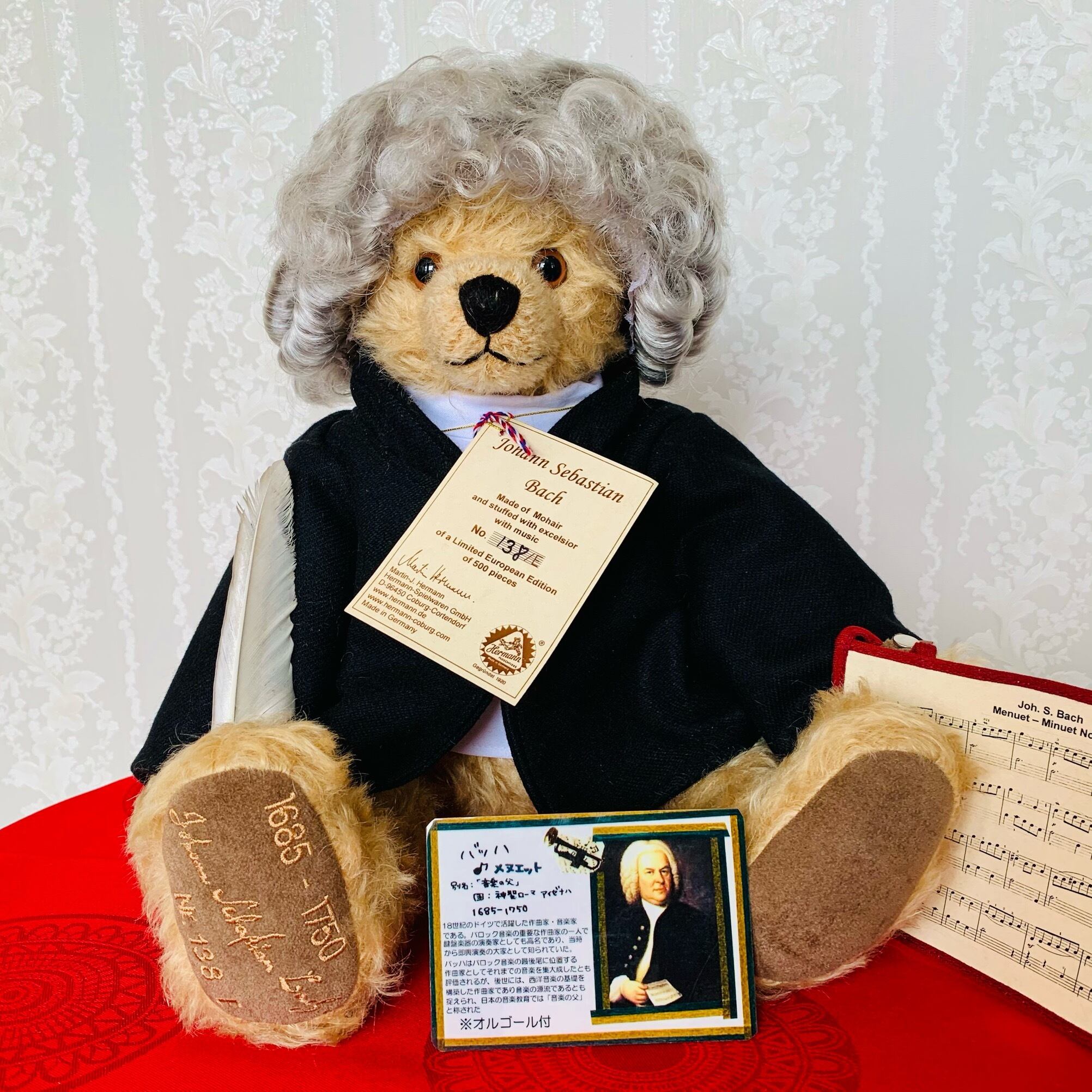 【美品】テディベアJohann Sebastian Bach バッハ 限定　希少 ハーマン テディベア 世界の偉人シリーズ 音楽家『ヨハン