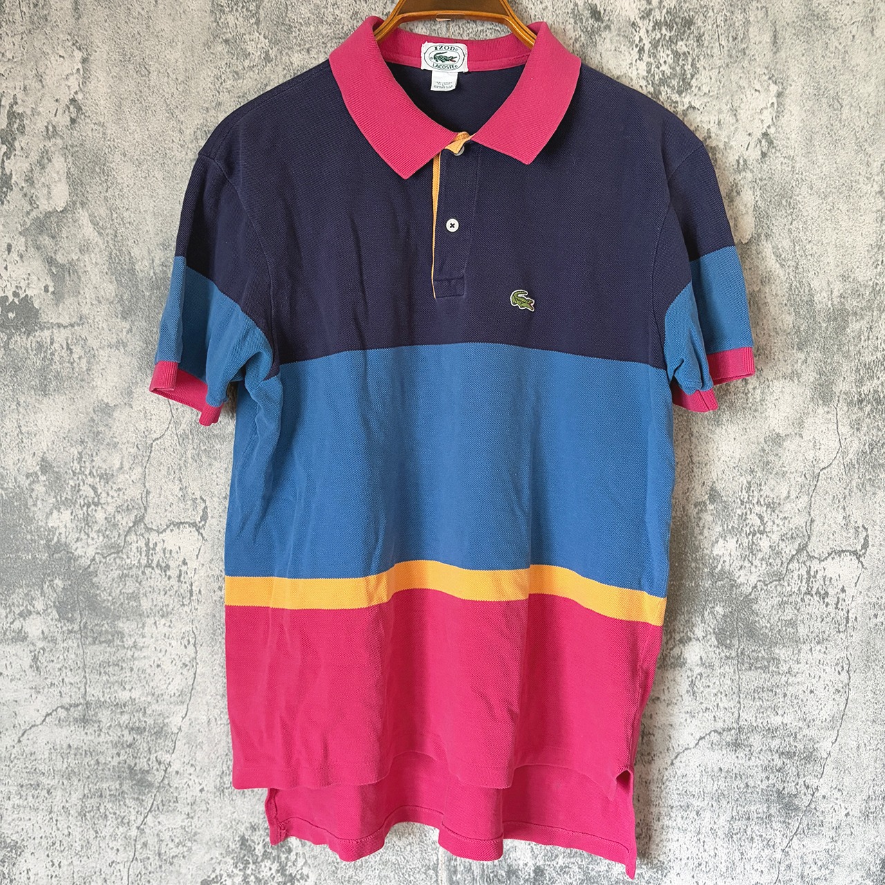90s Vintage Izod Lacoste Color Block Polo Shirt アイゾッド ラコステ カラーブロック ポロシャツ Made in USA Size L 中古