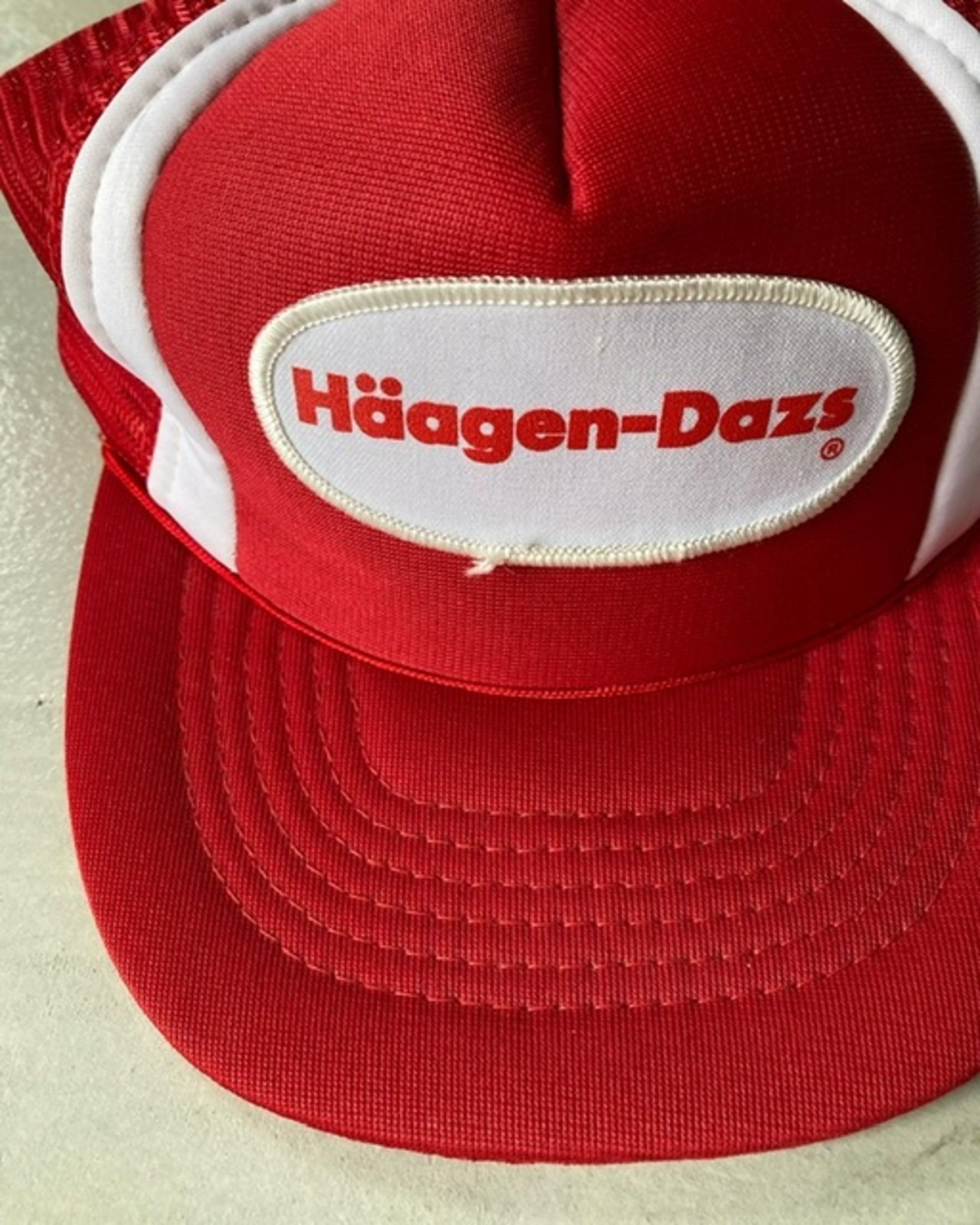 80-90s ハーゲンダッツ ワッペン スナップバック 企業キャップ レッド 