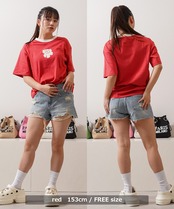 ◆リンガーネック フラワーTシャツ◆kr-26103