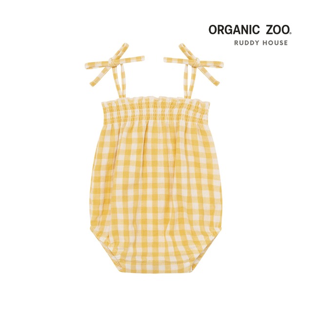 organic zoo / Honeycomb Gingham Spaghetti Bodysuit