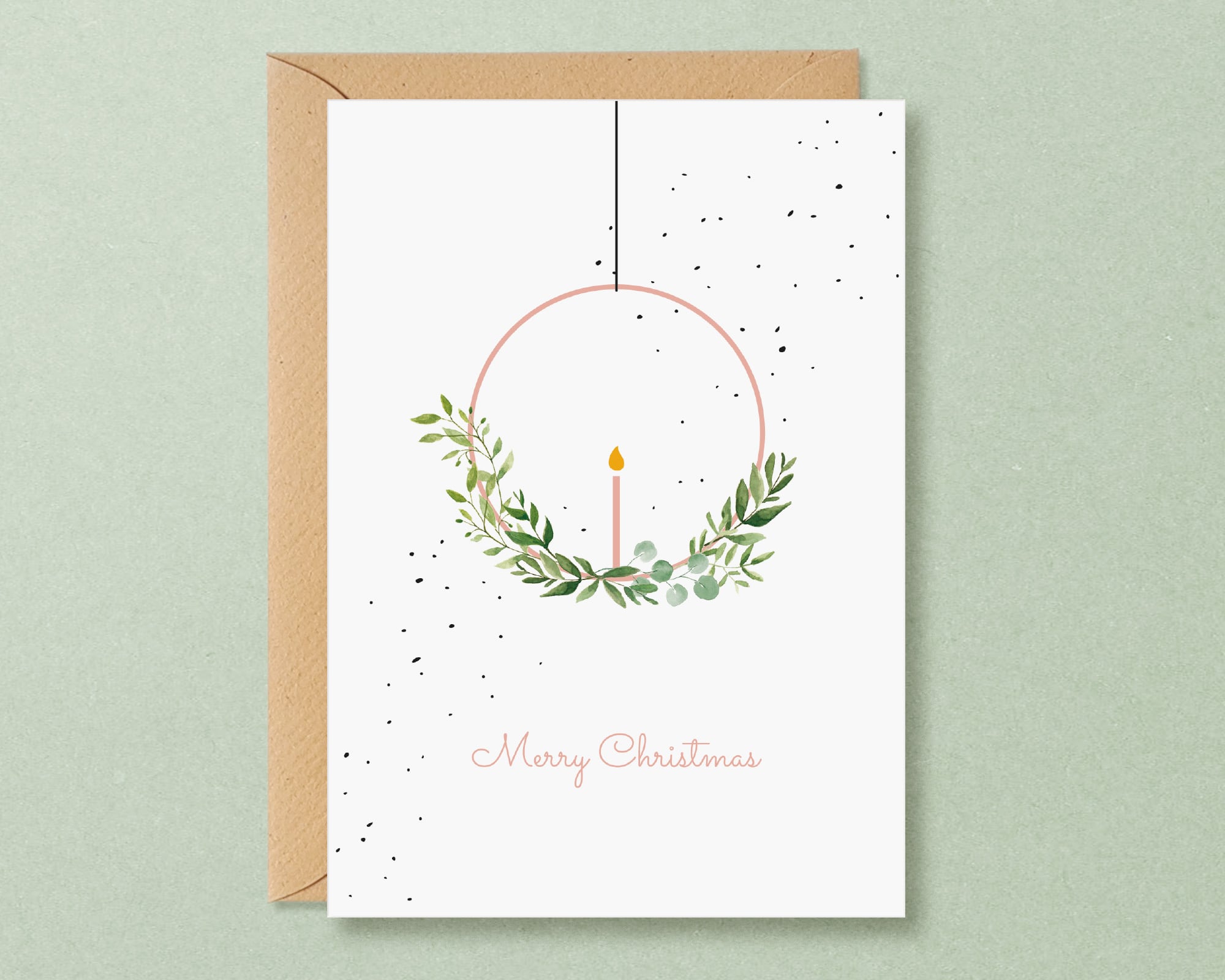 グリーティングカード】クリスマスリース｜シジュウカラのクリスマス