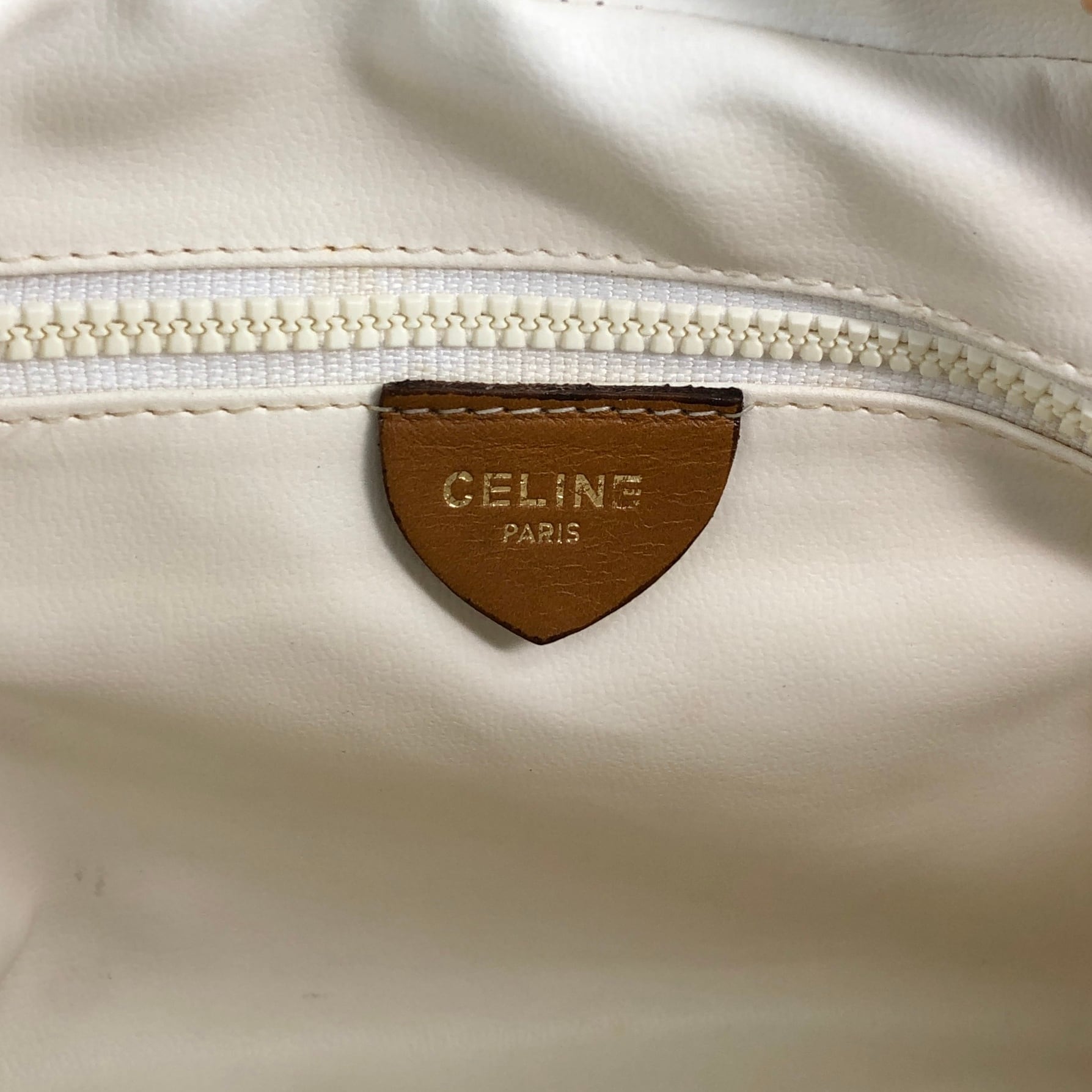 CELINE セリーヌ マカダム ショルダーバッグ ホワイト ホースビット