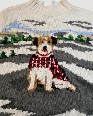 【古着】冬のジャックラッセルテリアセーター