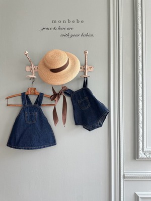 No.587 即納商品) monbebe デニムサロペットロンパース