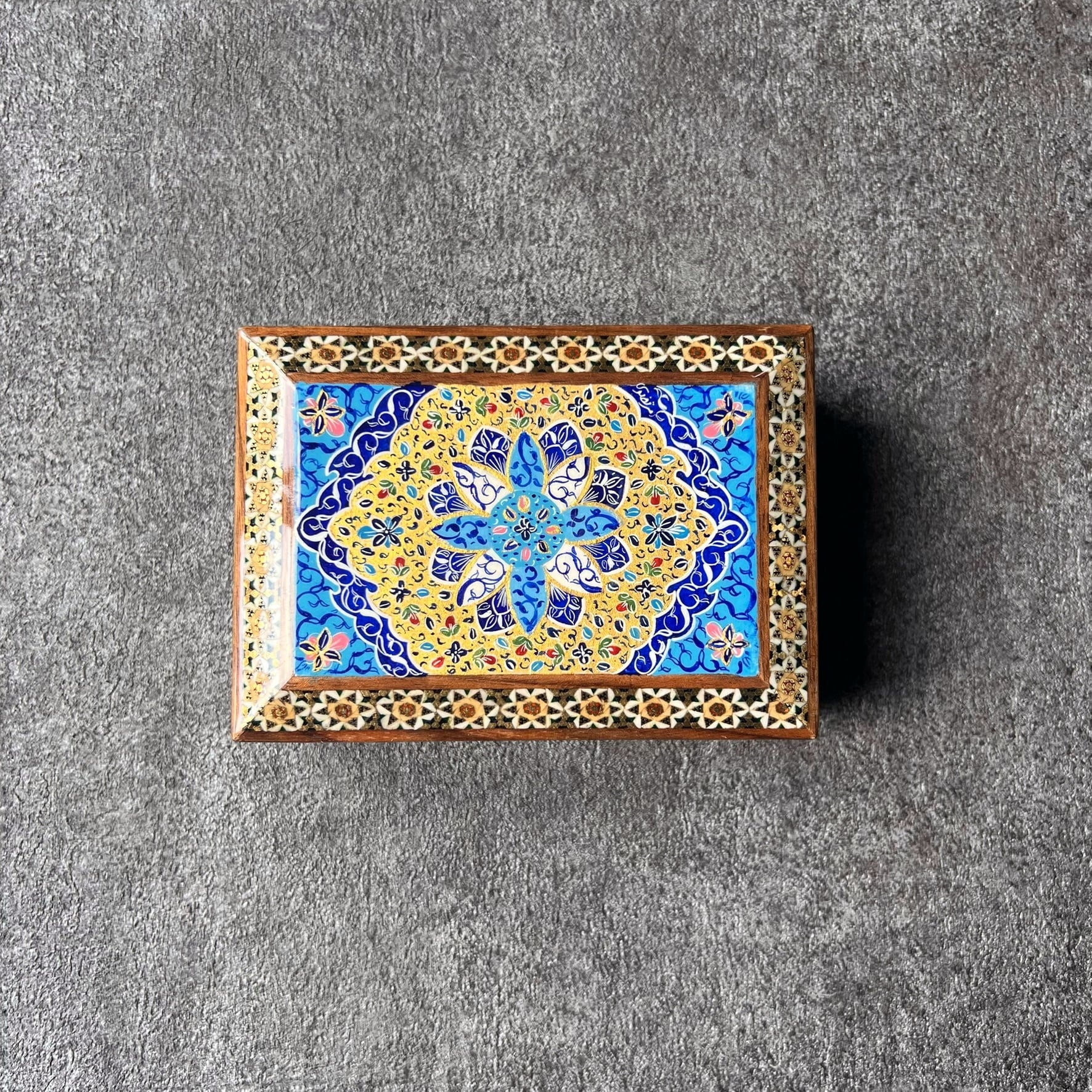 象嵌細工(ハータムカーリー)小箱 長方形 14cm 【KHATAM KARI-197】